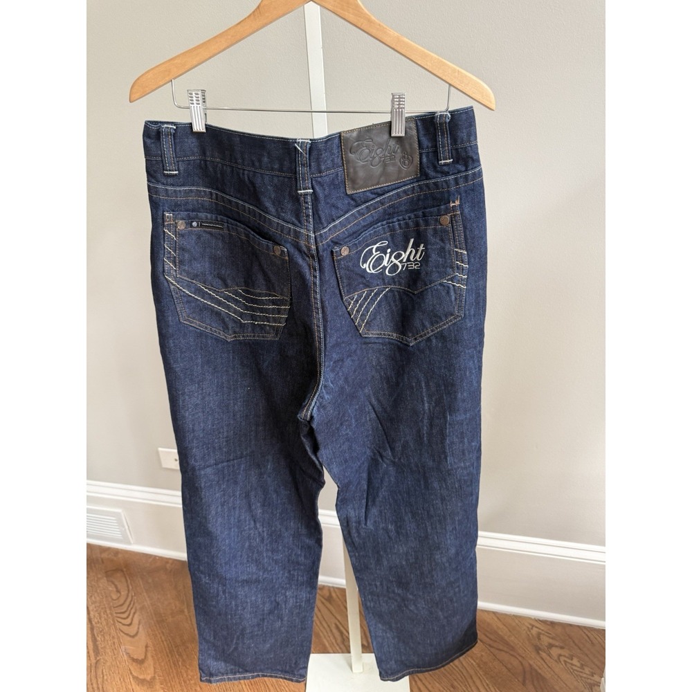 Eight 732 Baggy Jeans Men 36x34 Medium Wash Denim Relaxed Whisker Fade Sk8r VTG - Picture 3 of 10